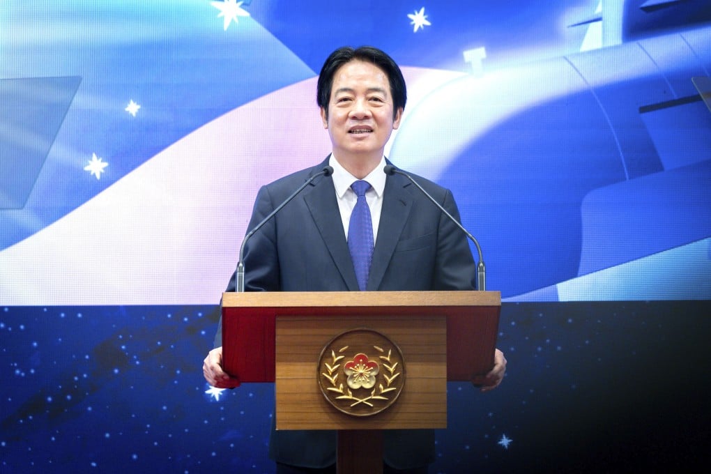 Taiwanese leader William Lai Ching-te delivers his New Year’s Day speech in Taipei on Thursday. Photo: AFP