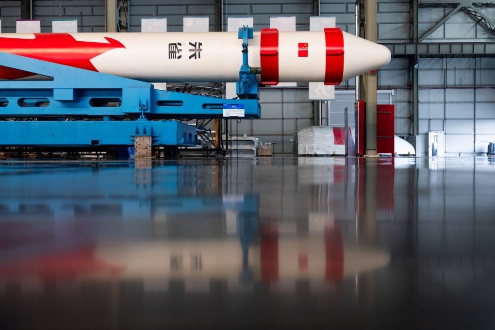 A full-size model of LandSpace’s Zhuque-1 rocket, is displayed at its factory in Huzhou, Zhejiang province, on December 17, 2025. Photo: Reuters