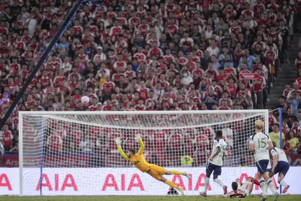 Arsenal’s Gabriel Martinelli tries a shot in the first half of his side’s Hong Kong Football Festival clash against Tottenham Hotspur at Kai Tak Stadium. Photo: Elson Li