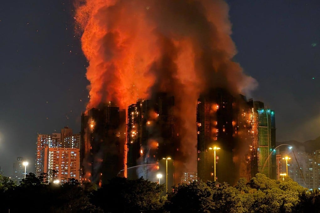 Thick smoke and flames rise as a major fire engulfs apartment blocks at the Wang Fuk Court residential estate in Hong Kong’s Tai Po district on November 26. Photo: AFP