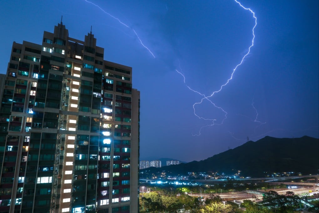 Lightning streaks across the sky above Fanling. CLP supplies electricity to the New Territories, Kowloon and most of the outlying islands. Photo: Eugene Lee