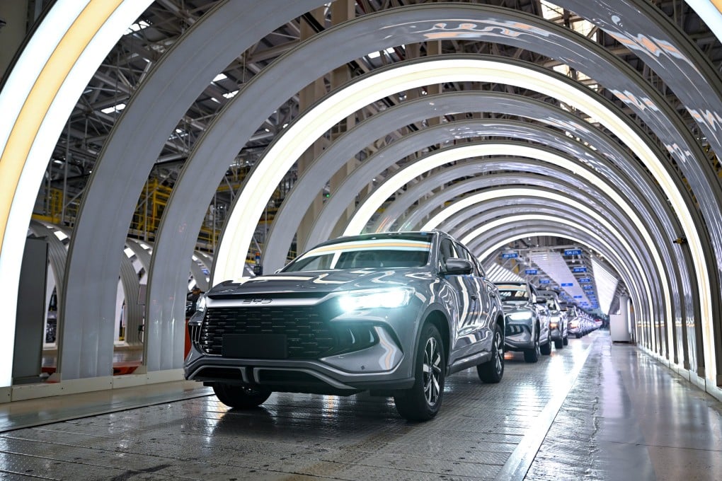 Beijing has urged the sector to rein in price wars since July amid deflationary pressures, with even market leader BYD reporting its biggest net profit drop in more than four years. Photo: Xinhua