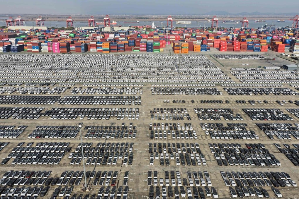 Vehicles awaiting export at the Nanjing Port Longtan area operated by Jiangsu Port Group in Nanjing, in China’s eastern Jiangsu province, on December 8. Photo: AFP