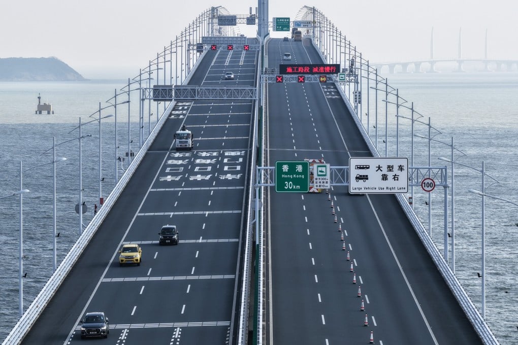 A view of the Hong Kong-Zhuhai-Macau Bridge on October 19. The “Southbound Travel for Guangdong Vehicles” scheme allows 100 drivers from the mainland to enter Hong Kong each day. Photo: Xinhua