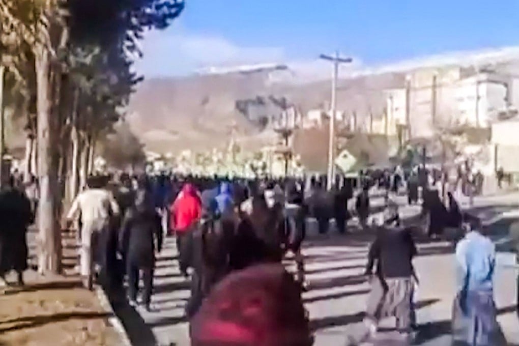 Protesters in the Malekshahi district of Iran’s western Ilam province, in UGC images published on January 3. Photo: UGC via AFP