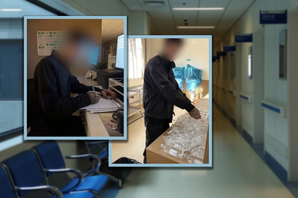 A Chinese nurse has been suspended after she shared images of her boyfriend helping her during a night shift. Photo: SCMP composite/Shutterstock/Douyin