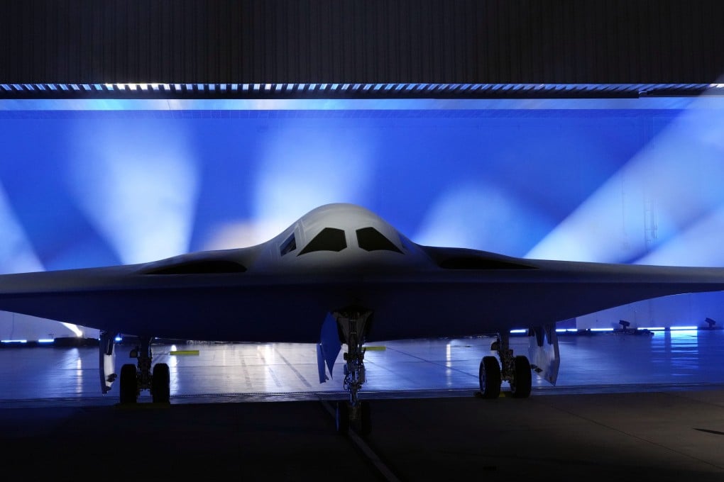 Northrop Grumman unveils its B-21 Raider stealth bomber in December 2022 at its California facility. Photo: AP