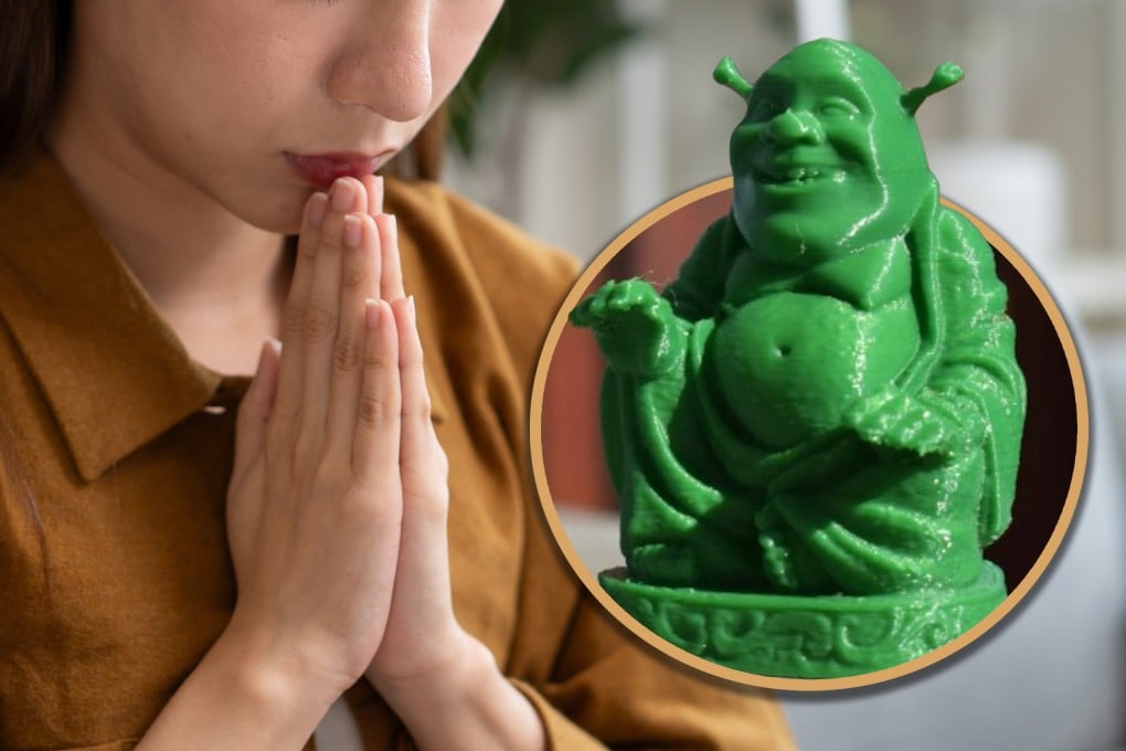A woman in the Philippines spent four years worshipping a green Buddha statue, only to be told by a friend that it was a 3D-printed figure of the animated character Shrek. Photo: SCMP composite/Shutterstock/IG@thetropixs