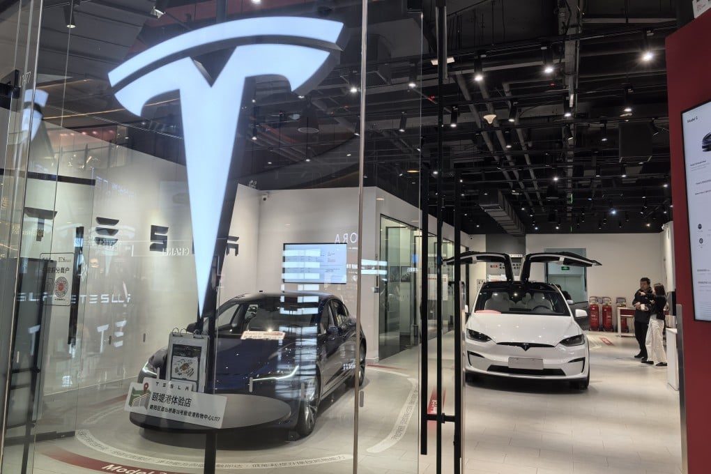Tesla cars are displayed in a showroom in Beijing on April 4, 2025. Photo: Simon Song