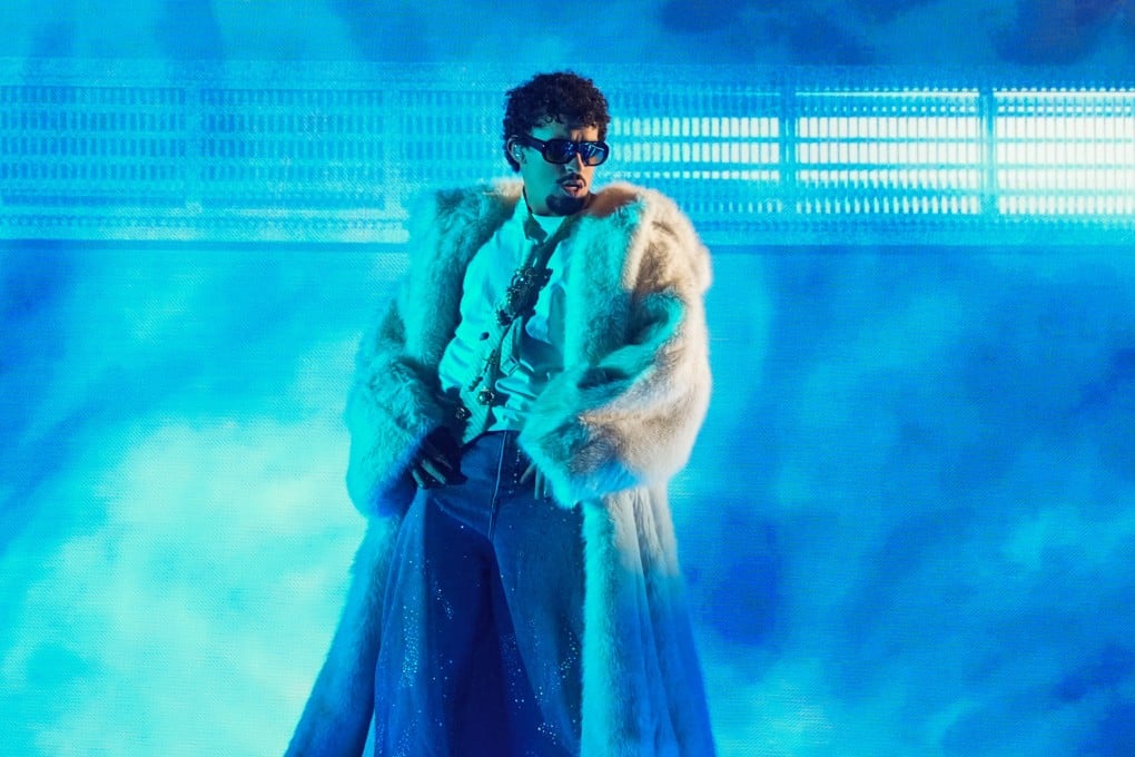 Bad Bunny performs during the iHeartRadio Music Awards in Los Angeles on March 17, 2025. His critically acclaimed album, Debi Tirar Mas Fotos, is only the second Spanish-language record to be nominated for album of the year at the Grammy Awards. Photo: AP