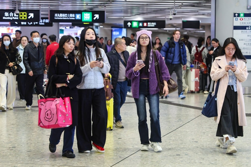 Passengers arrive at the West Kowloon high-speed railway station on New Year’s Day. Photo: Edmond So