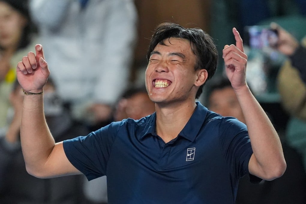 Coleman Wong celebrates after reaching the last 8 of the Hong Kong Tennis Open. Photo: Elson Li