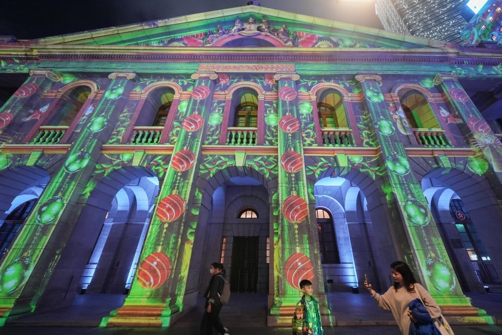The Court of Final Appeal building is used as a backdrop for an animated light show during the Christmas season. Photo: Eugene Lee