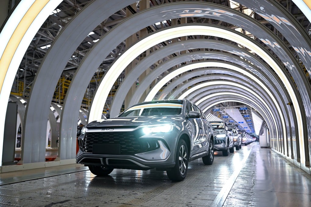 Cars come off the assembly line at BYD’s plant in Zhengzhou, central China’s Henan province. Photo: Xinhua