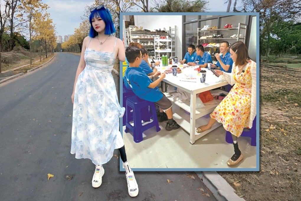 A woman who lost her left arm and leg in a car accident, recently opened a shoe-washing factory in China, hiring disabled workers and creating roles based on their strengths. Photo: SCMP composite/Zhihu/Sina