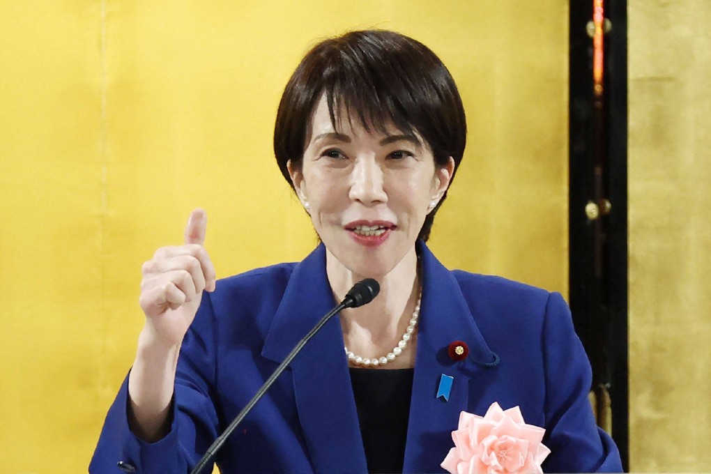 Japan’s Prime Minister Sanae Takaichi delivers a speech in Tokyo on Tuesday. Her approval rating has hovered around 68 per cent in the past few months, according to one poll. Photo: AFP