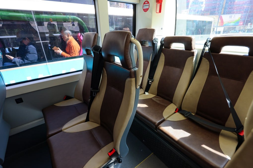 All seats on a KMB bus are equipped with seat belts. Photo: Jelly Tse