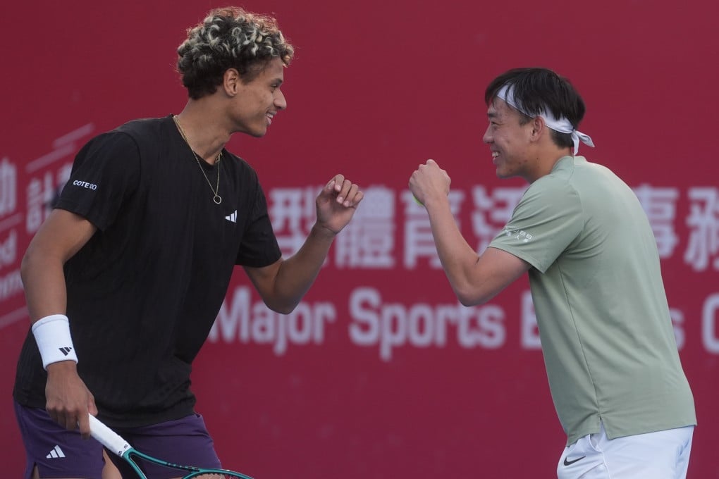 Coleman Wong with Gabriel Diallo during the pair’s doubles victory on Thursday. Photo: Elson Li