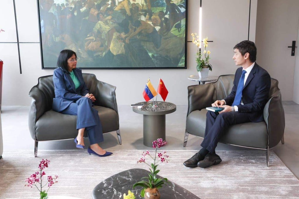 Venezuela interim president Delcy Rodriguez meets Chinese ambassador Lan Hu.  Photo: Handout