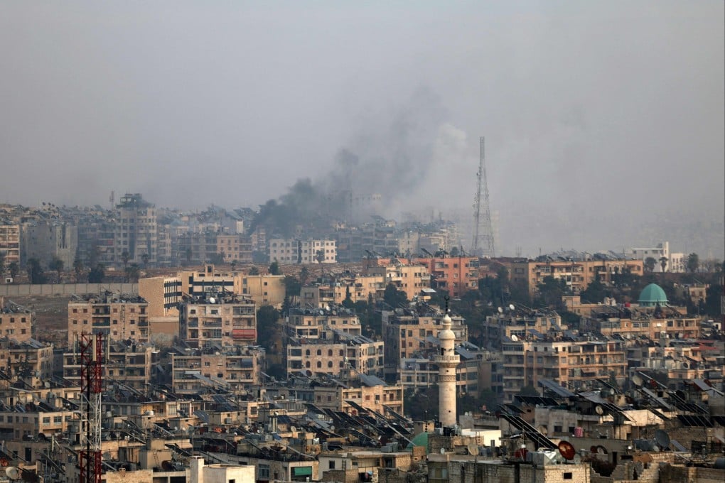Columns of smoke rise from Aleppo’s Sheikh Maqsoud and Ashrafiyah neighbourhoods amid intense clashes between government forces and the Kurdish Syrian Democratic Forces. Photo: AFP
