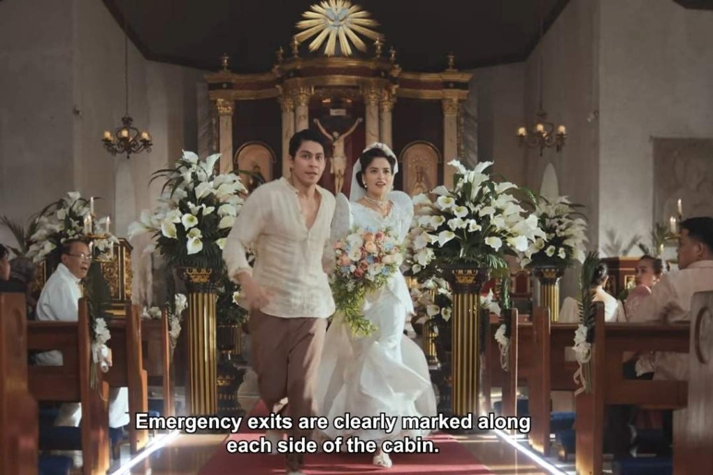 Screenshot from Philippine Airlines’ new soap opera-styled safety video. Photo: Philippine Airlines