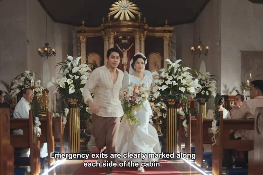 Screenshot from Philippine Airlines’ new soap opera-styled safety video. Photo: Philippine Airlines