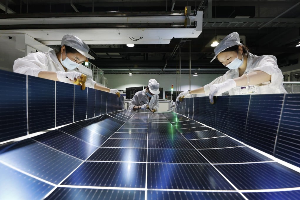 Authorities announced on Friday China will cancel export VAT rebates for solar panels and lower rebates for batteries from 9 per cent to 6 per cent from April 1. The rebates for batteries will be cancelled on January 1, 2027. Photo: VCG via Getty Images