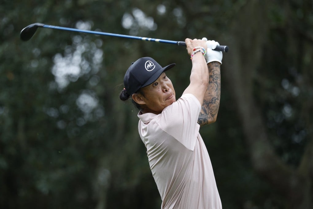 Anthony Kim tees off on the third hole during the final round of the LIV Golf Promotions event at Black Diamond Ranch. Photo: Reuters