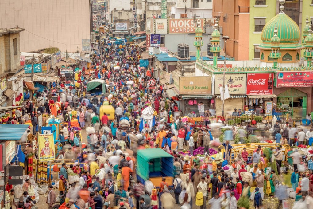 The streets outside the KR (Krishna Rajendra) Market. Photo: Getty Images