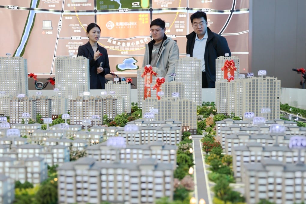 Home buyers shop at a pre-sale property in Yangxin county, Binzhou city, in eastern China’s Shandong province, on February 23. Photo: CFOTO/Future Publishing via Getty Images