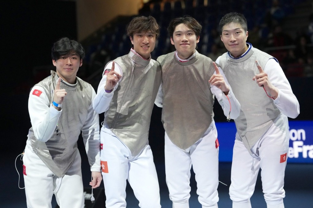 Hong Kong’s golden team (from left) Cheng Tit-nam, Ryan Choi, Lam Ho-long, Cheung Ka-long. Photo: FIE