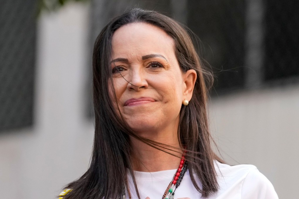 Venezuelan opposition leader Maria Corina Machado in Caracas, Venezuela on Thursday. Photo: AP