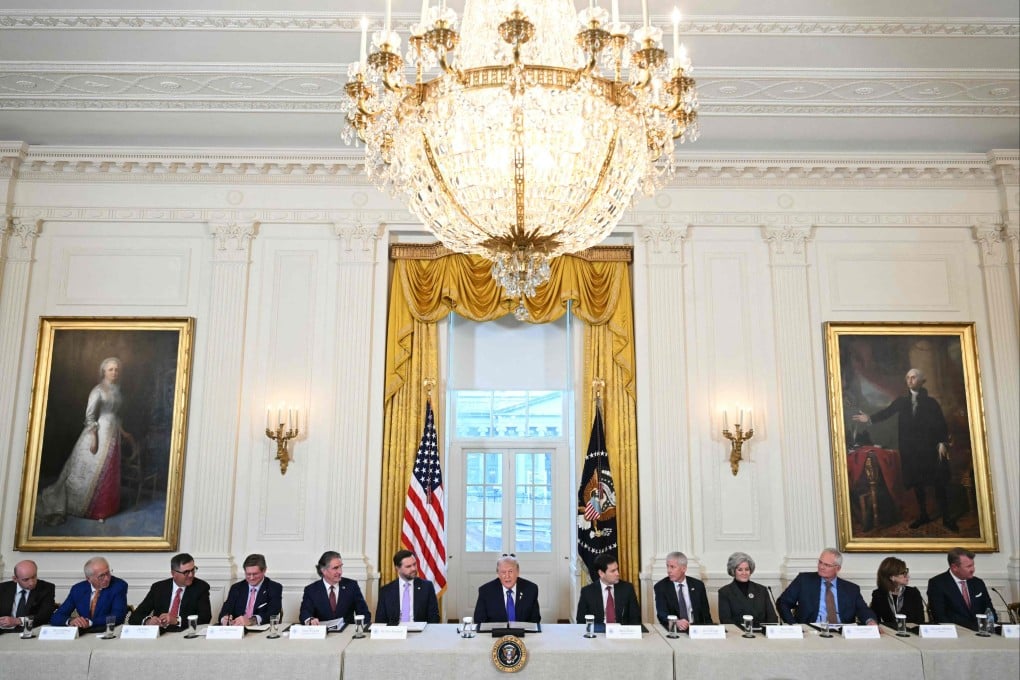 US President Donald Trump speaks during a meeting with oil executives in the East Room of the White House in Washington on January 9. Trump aims to convince them to support his plans for Venezuela. Photo: AFP