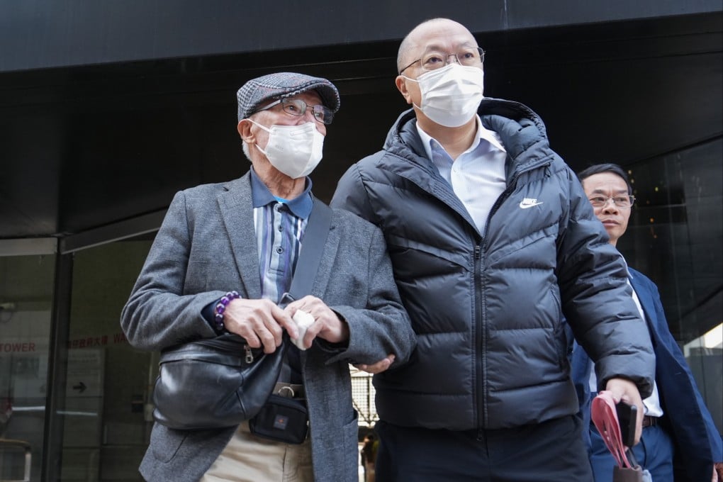 Ho Huen (left), widely known on the internet as Mr Ho, outside the District Court on Tuesday. Photo: Sun Yeung