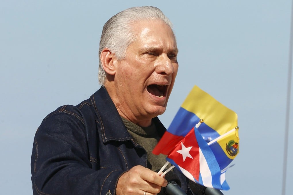 Cuban President Miguel Diaz-Canel speaks during an event held in support of Venezuela, in Havana on January 3. Photo: EPA