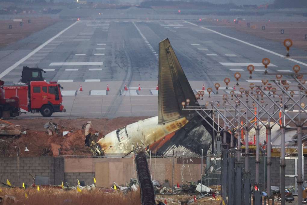 The wreckage of the Jeju Air aircraft that crashed at Muan International Airport, South Korea, in December 2024. Photo: Reuters