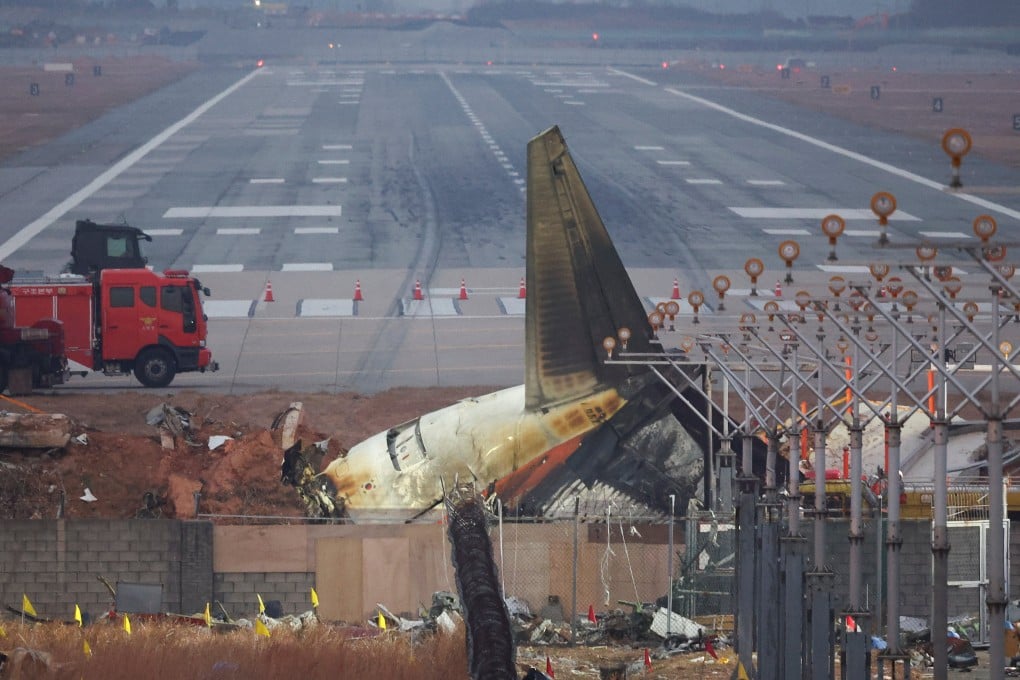 The wreckage of the Jeju Air aircraft that crashed at Muan International Airport, South Korea, in December 2024. Photo: Reuters