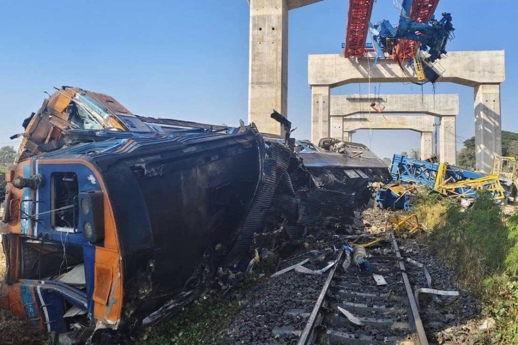 The train accident took place on Wednesday in the Sikhio district of Thailand’s Nakhon Ratchasima province. Photo: Facebook/DDPMNews