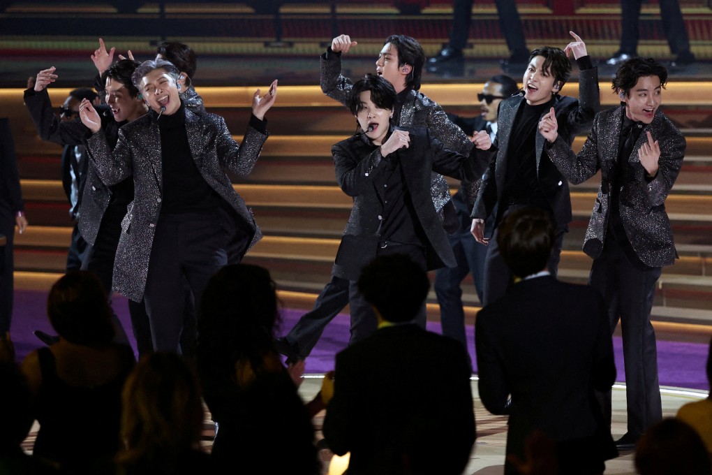 Members of BTS perform during the 2022 Grammy Awards show in Las Vegas, US. Photo: Reuters