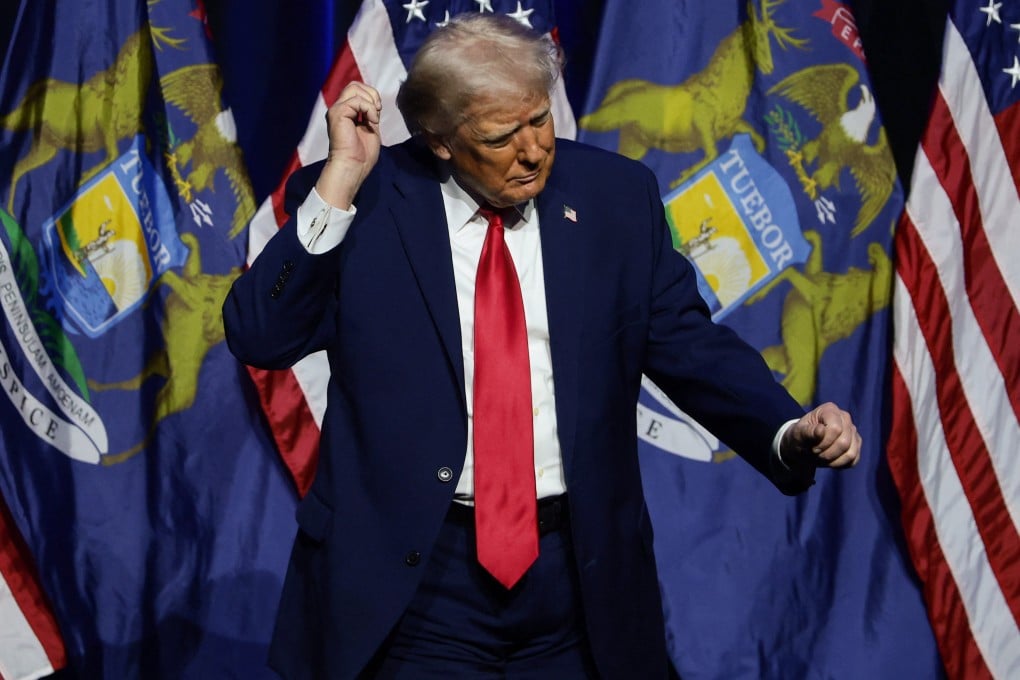 US President Donald Trump dances at the Detroit Economic Club in Detroit, Michigan, on January 13. Photo: Reuters