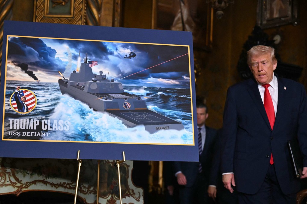 US President Donald Trump announces plans for a new class of warships called the “Golden Fleet” at his Mar-a-Lago estate in Palm Beach, Florida, in December. Photo: AFP