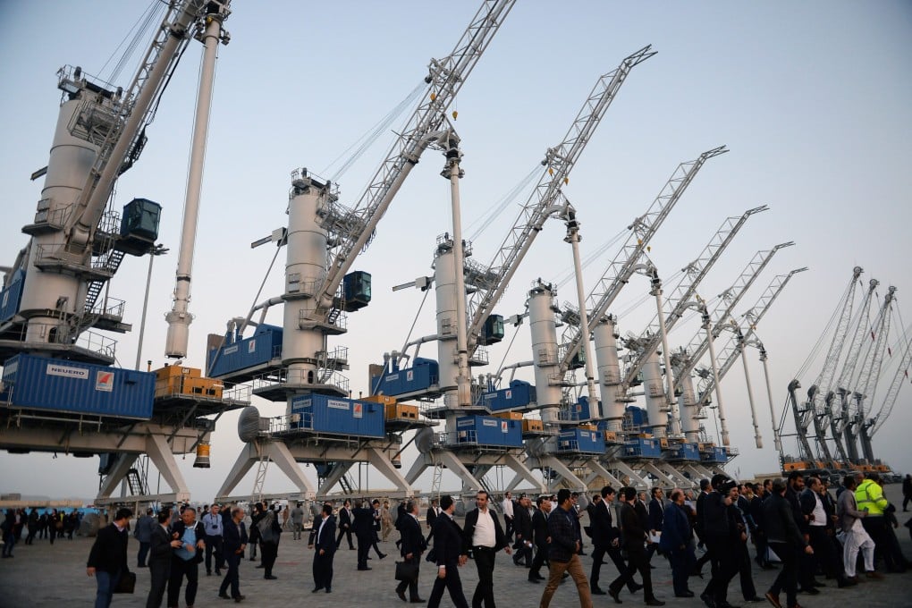 Officials attend a ceremony in 2019 to mark the first export convoy to India via Iran at Chabahar port. Photo: Getty Images
