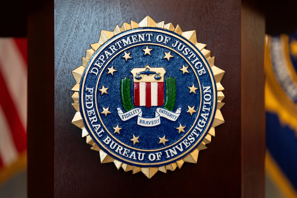 An FBI seal is displayed on a podium before a news conference at the field office in Portland, Oregon, in January 2025. Photo: AP