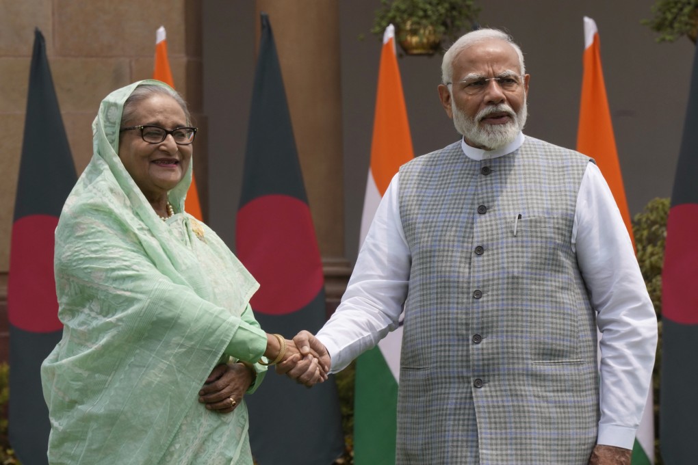 Indian Prime Minister Narendra Modi meets then Bangladeshi leader Sheikh Hasina before a meeting in New Delhi on June 22, 2024. Photo: AP