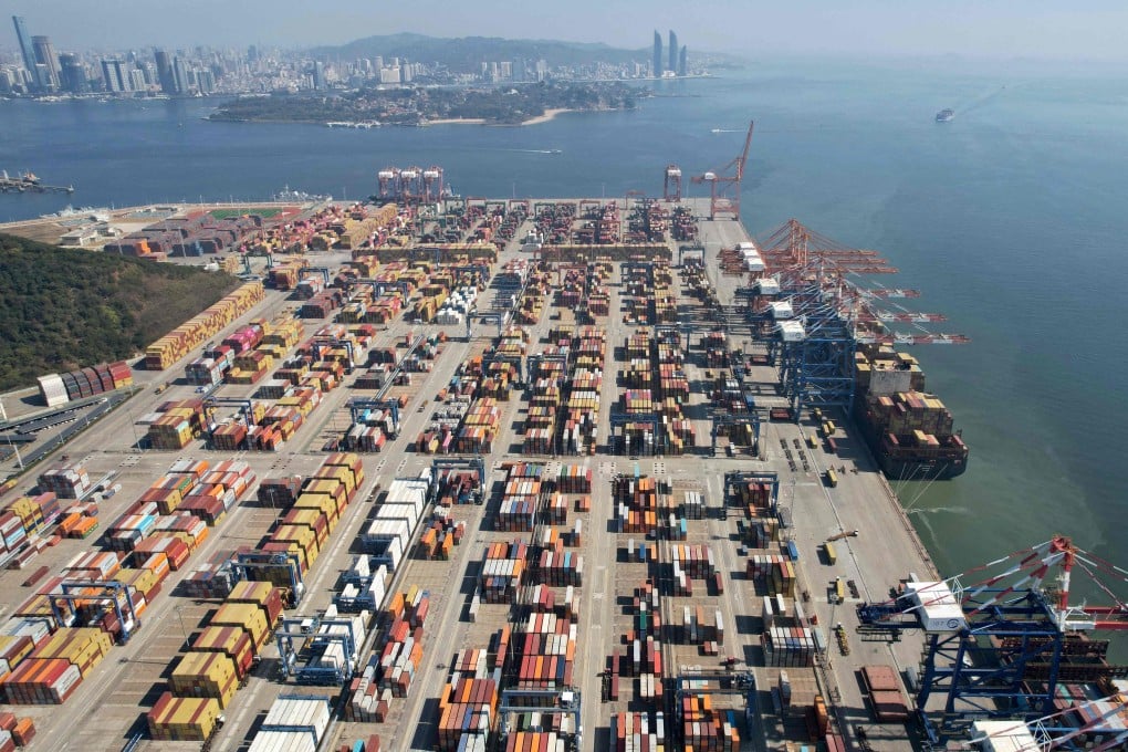 The Songyu Container Terminal in Xiamen, Fujian province, on Wednesday. Photo: AFP