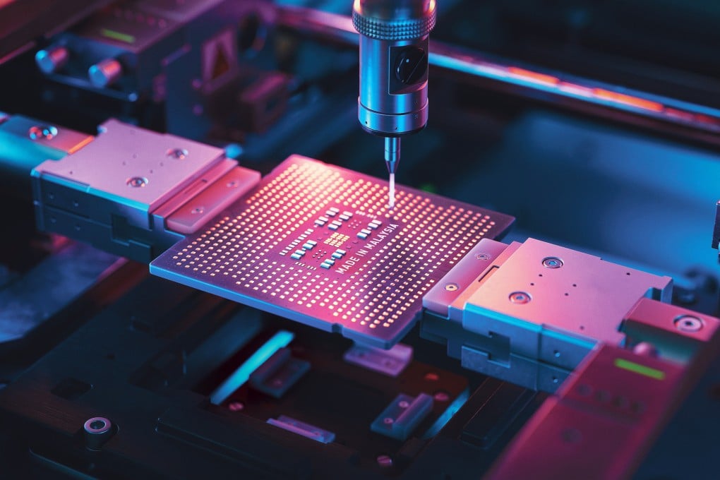 A semiconductor chip with “Made in Malaysia” on it. Electrical and electronics now account for 40 per cent of Malaysia’s exports. Photo: Shutterstock
