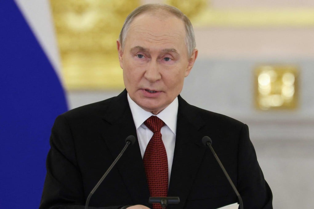 Russian President Vladimir Putin delivers a speech during a ceremony at the Grand Kremlin Palace in Moscow on Thursday. Photo: AFP