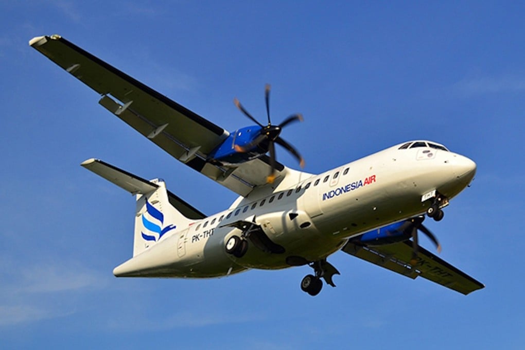 An aircraft operated by Indonesia Air Transport. A turboprop ATR 42-500 operated by the company was on the way from Yogyakarta to the capital city of South Sulawesi when it vanished from radar on Saturday. Photo: Indonesia Air Transport’s website