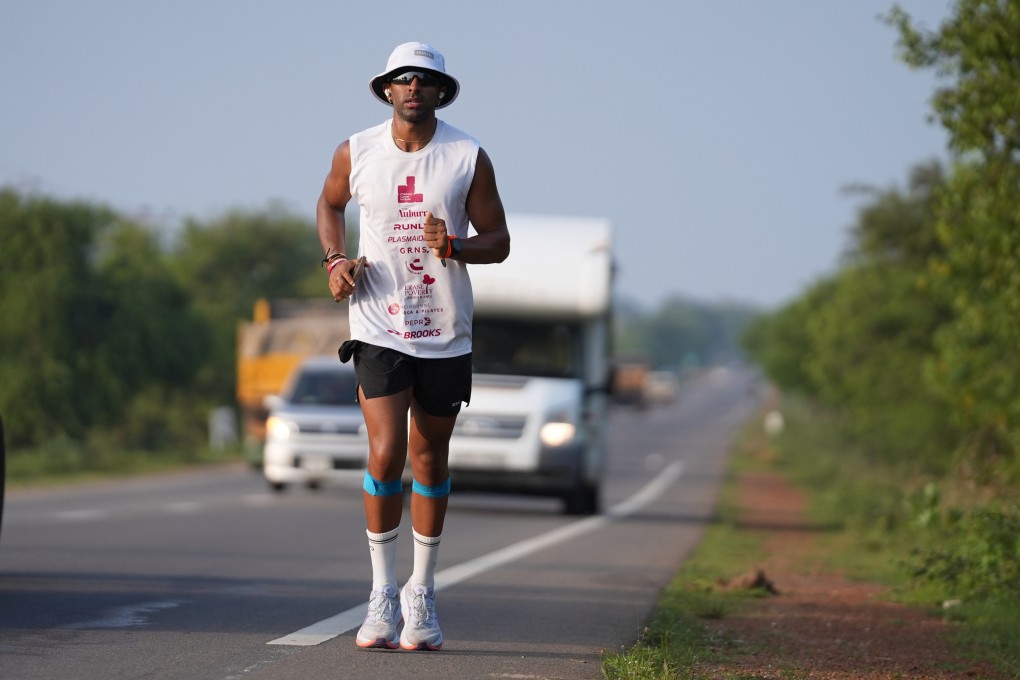 Rahul Sharma during his run across Sri Lanka to raise funds for children’s cancer research. Photo: Handout