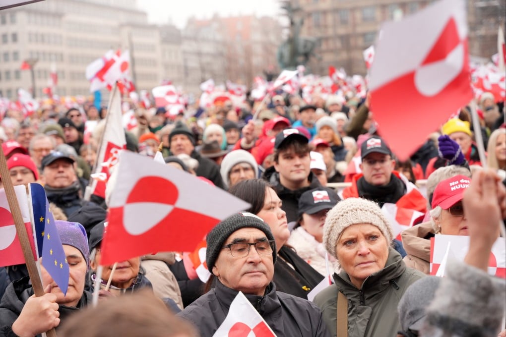 People protesting in Copenhagen on Saturday to show solidarity with Greenland, an autonomous territory of Denmark. Photo: EPA
